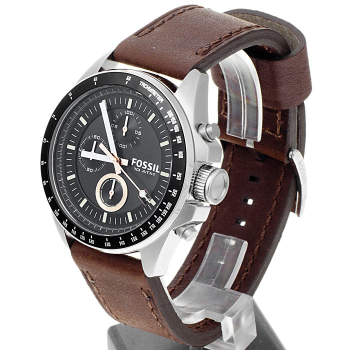 Fossil decker chronograph brown leather watch